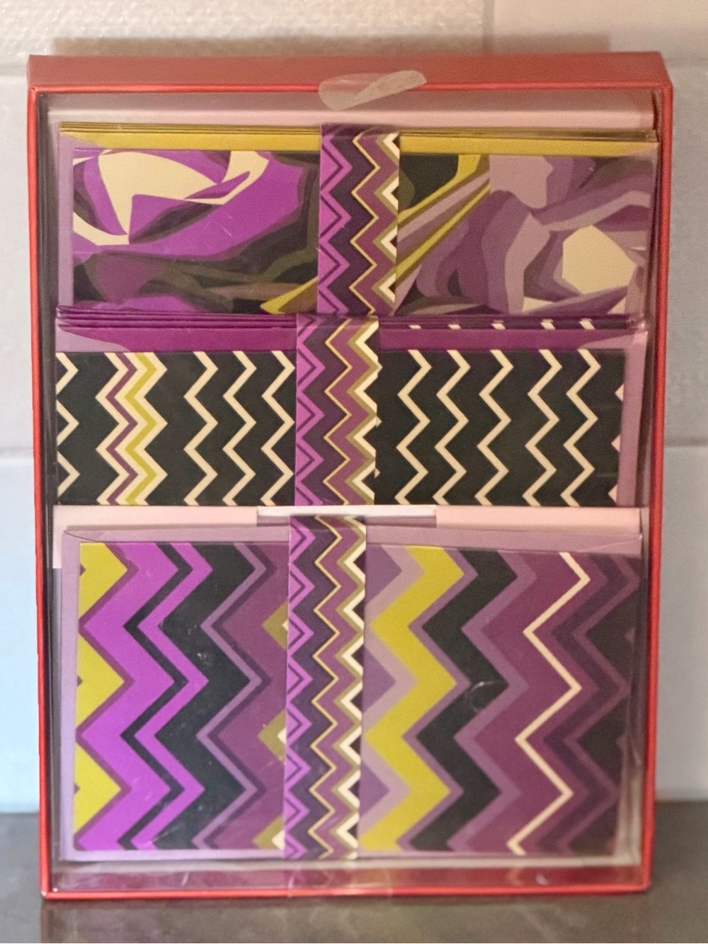 Missoni for Target Purple and Yellow Chevron Note Card Set 12 cards
